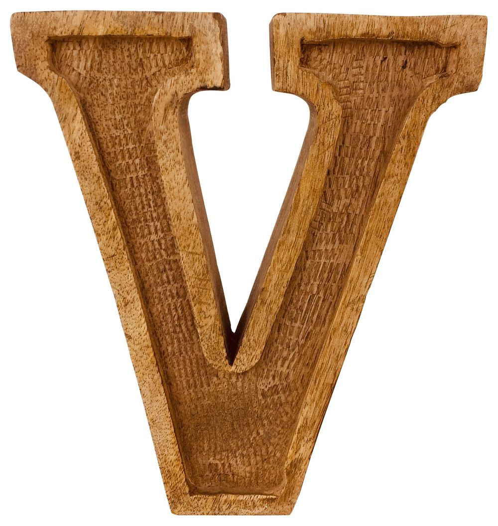 Hand Carved Wooden Embossed Letter V – The Sleepy Panther