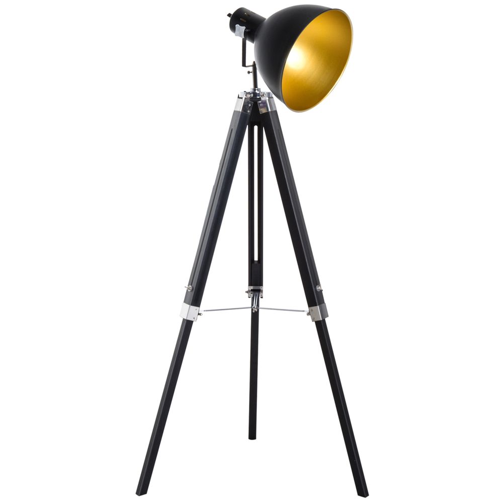 Retro Tripod Floor Lamp — Black/Gold