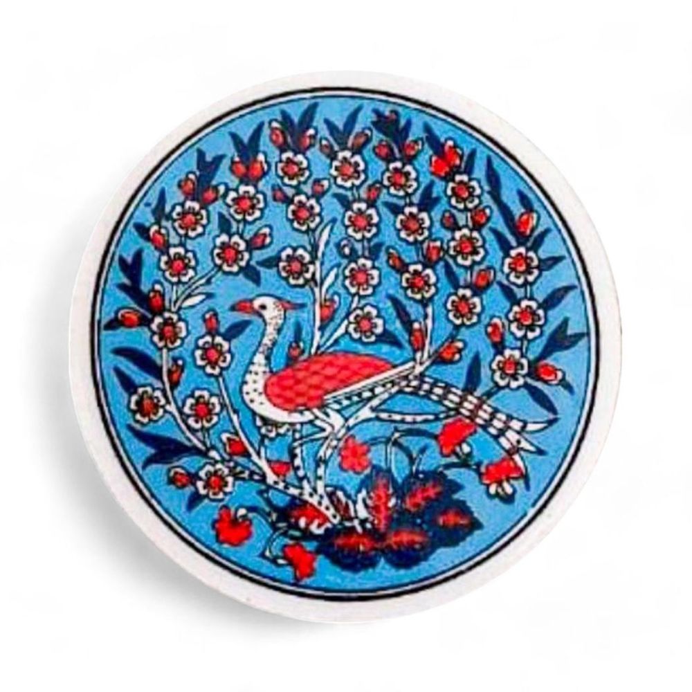 Ceramic Coaster Peacock Light Blue Maya 10cm