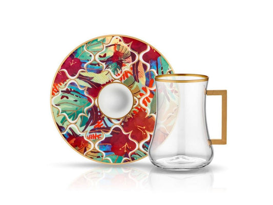 Dervish with Handle Amazon Tropic Tea Glass and Saucer