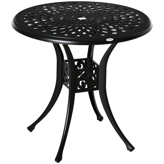 Round Garden Dining Table with Parasol Hole — Cast Aluminium