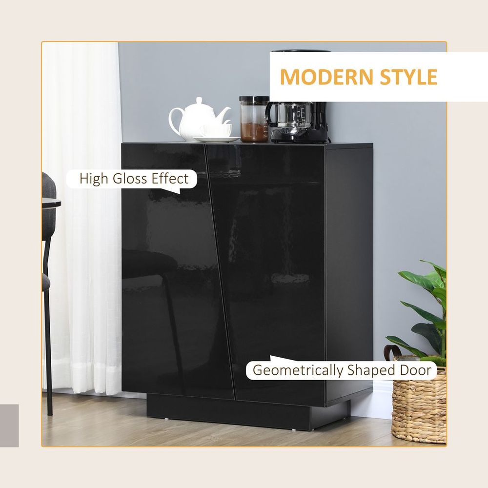 High Gloss Storage Cabinet for Bedroom Living Room Dining Room Black