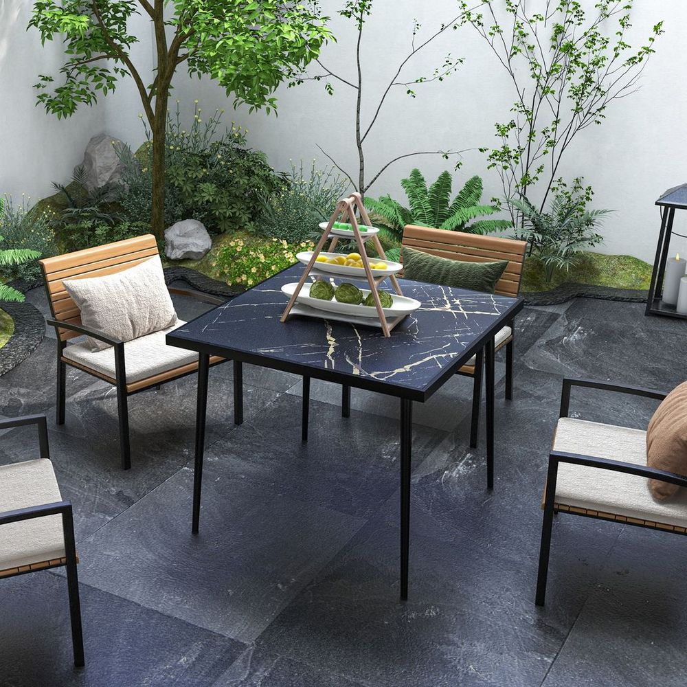 Outdoor Dining Table for 4 with Marble Effect