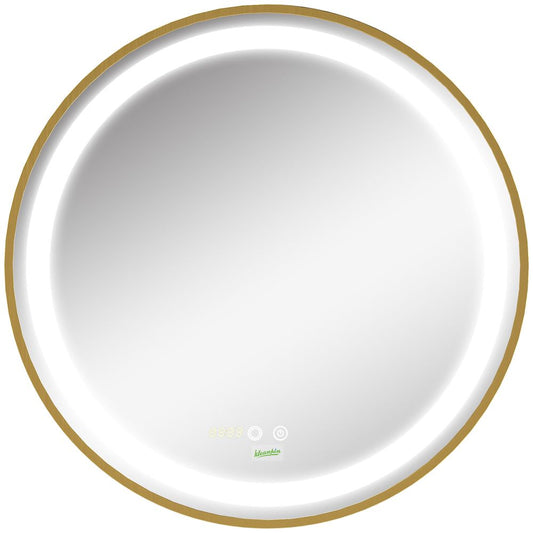 LED Bathroom Round Gold Mirror 