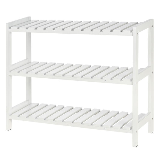 3-Tier Shoe Rack Wood Frame Open Hygienic Storage 57x70cm