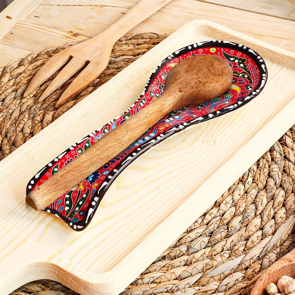 Ceramic Spoon Rest Tulip — Red