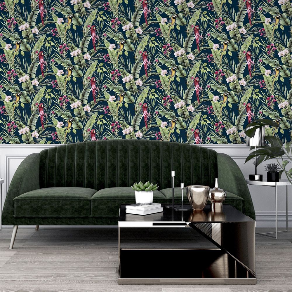 Pretty Polly Navy Wallpaper