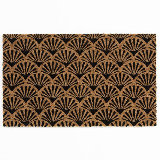 Astley Scallop Deco Latex Backed Coir 45x75cm Black Doormat