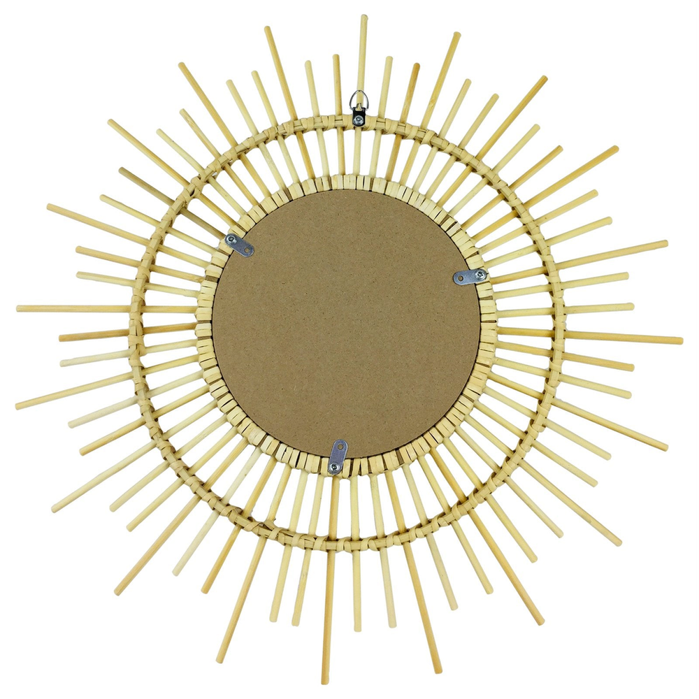 Sun-Shaped Rattan Mirror