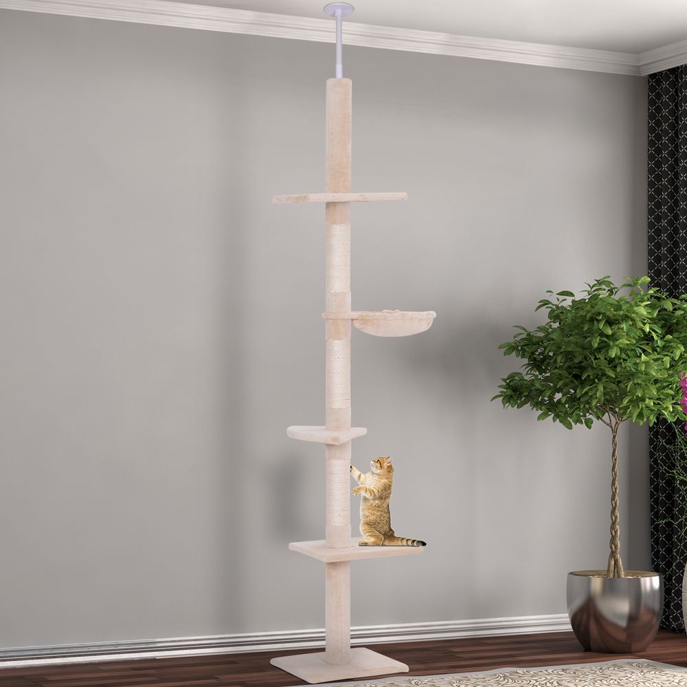 Cat Tree Scratching Post Kitty Tower Activity Center 5-Tier Floor to Ceiling