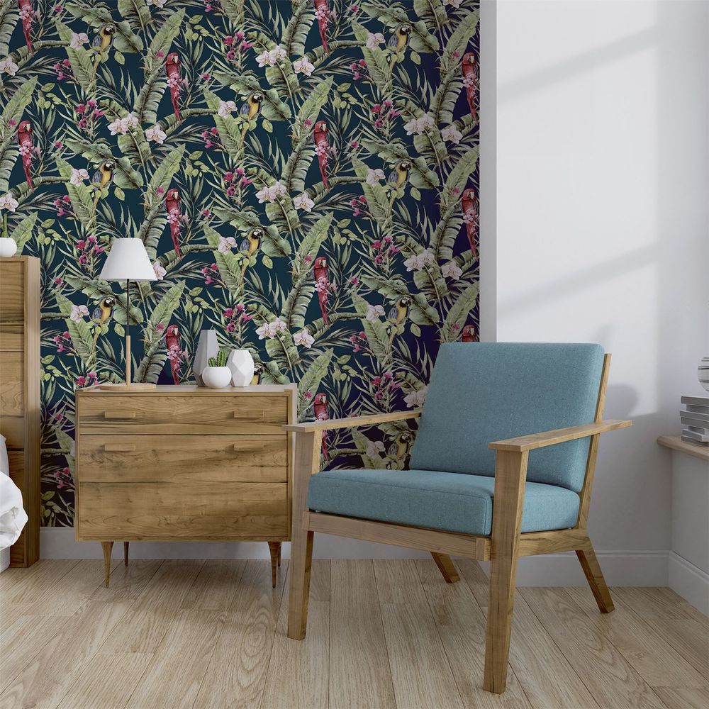 Pretty Polly Navy Wallpaper