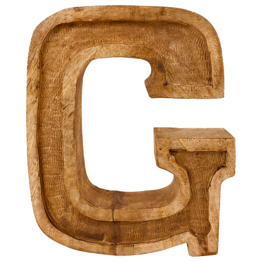 Hand Carved Wooden Embossed Letter G