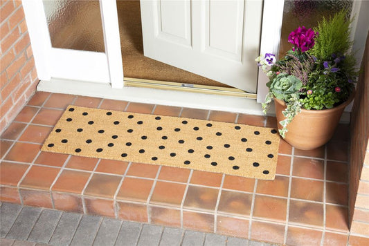 Astley Printed Totally Dotty PVC Backed Coir 40x120cm Natural Doormat