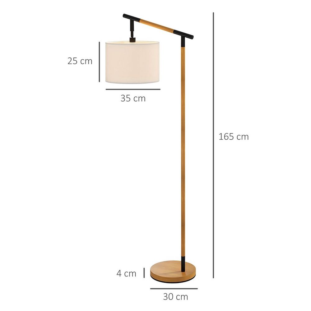 HOMCOM Floor Lamp with 350° Rotating Lampshade, LED Bulb Included, Brown