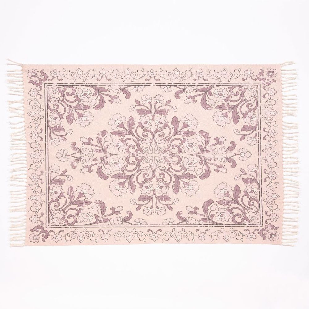 Kew Antique Printed 120x170cm Mauve Rug with Tassel