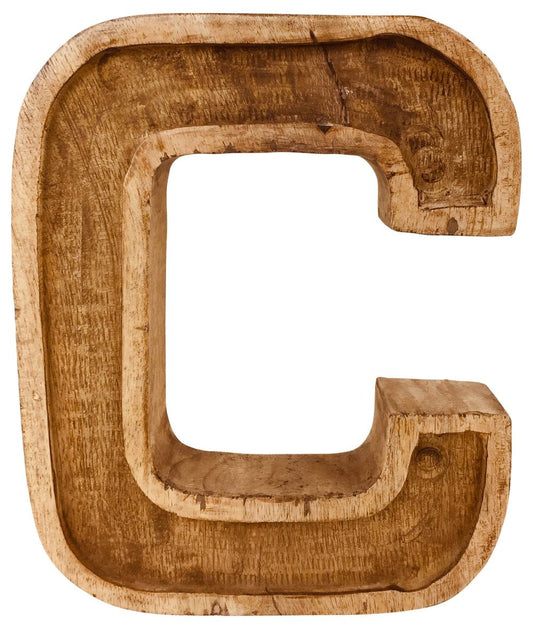 Hand Carved Wooden Embossed Letter C