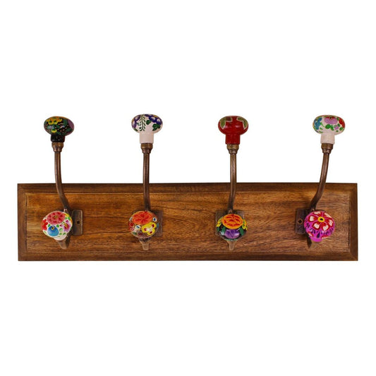 Mexican Floral Ceramic Hooks Coat Rack