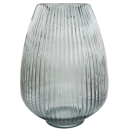 Ridged Glass Vase — Grey