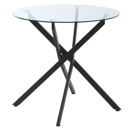 Clear Glass Round Dining Table — Black