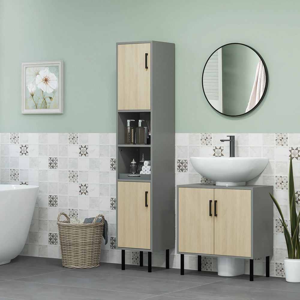 kleankin Bathroom Sink Cabinet, Under Sink Basin Storage Cupboard with Shelf