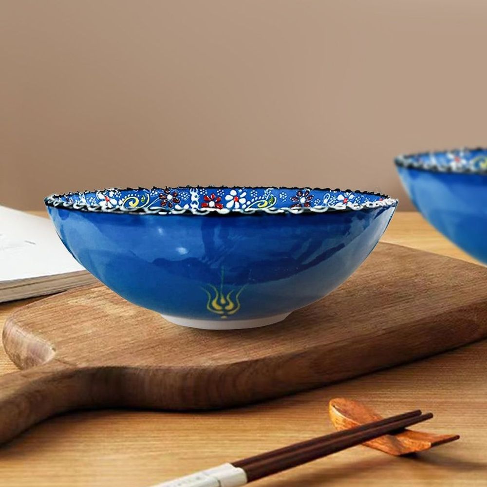 Handmade Ceramic Bowl Mexican — Blue