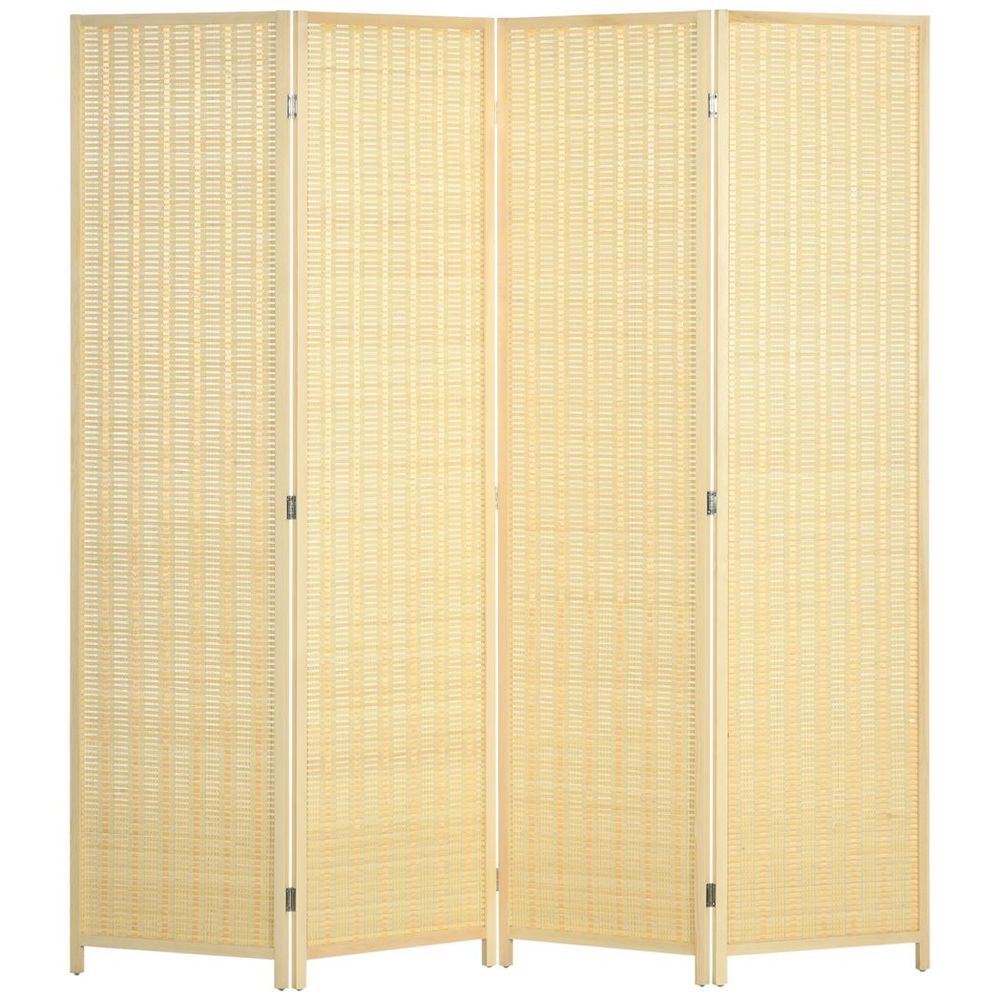 HOMCOM 4 Panel Folding Room Divider 170cm Wall Privacy Screen Protector Natural