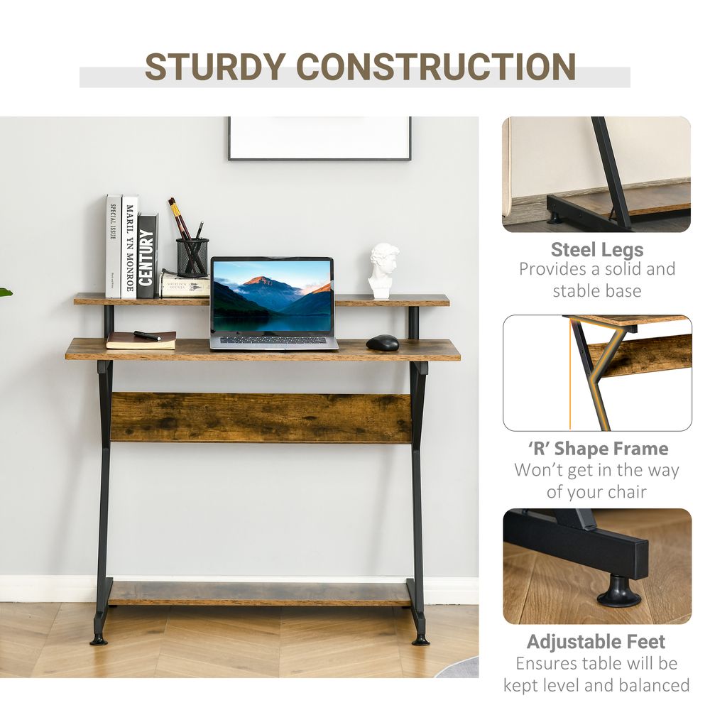 Computer Desk with Monitor Shelf and Storage