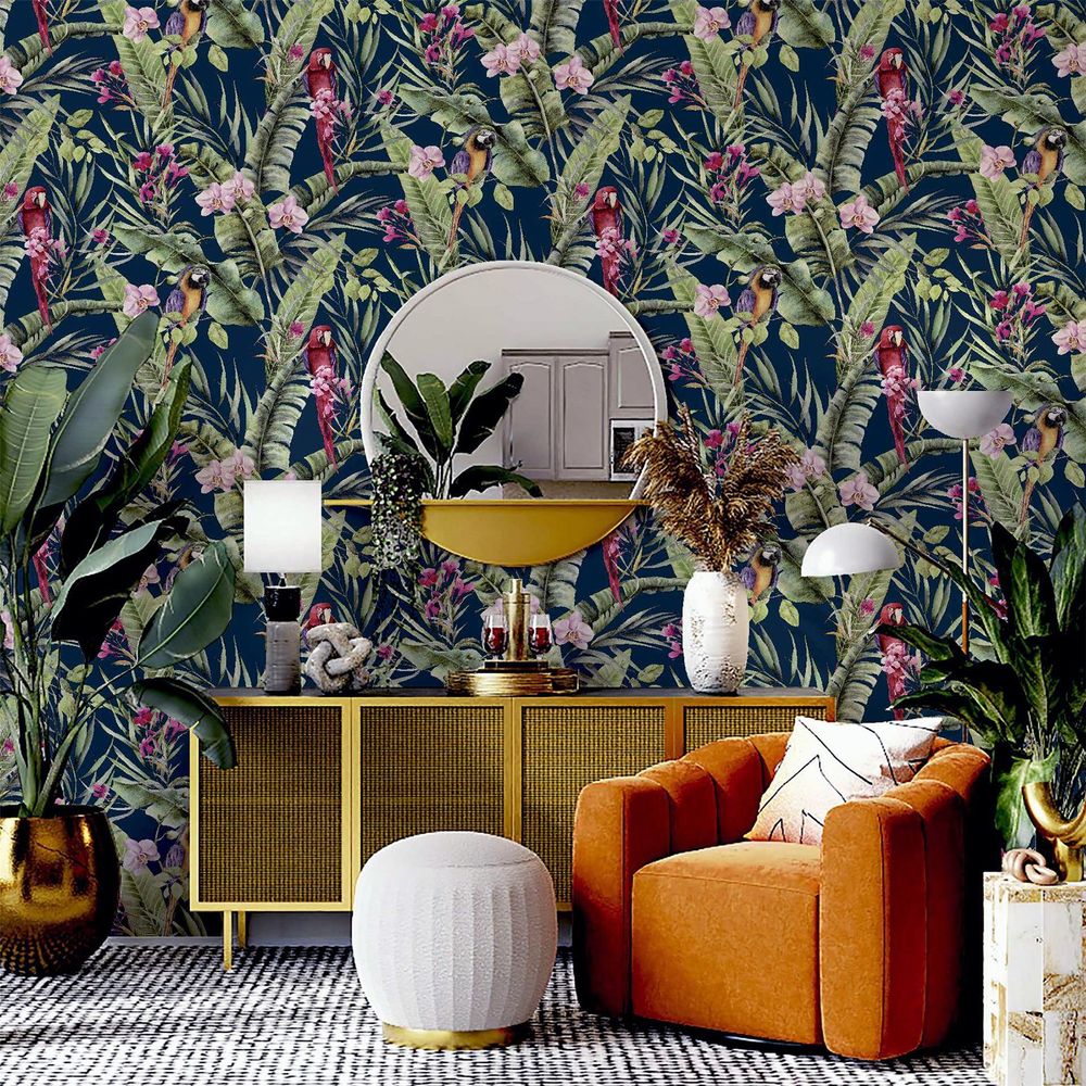 Pretty Polly Navy Wallpaper